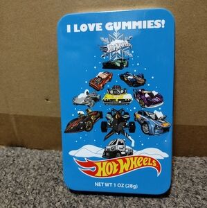 Hot Wheels Collectible Metal Box With Car Shaped Gummies